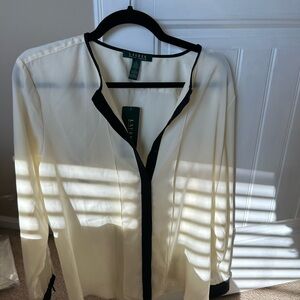 Cream and Black Men's Shirt